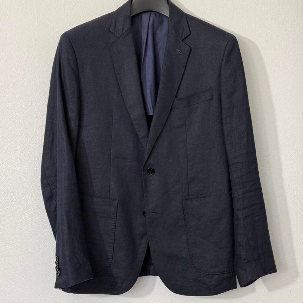 Mango Man 100% Linen Navy Blazer – Slim Fit – Size 38 US / 48 EU